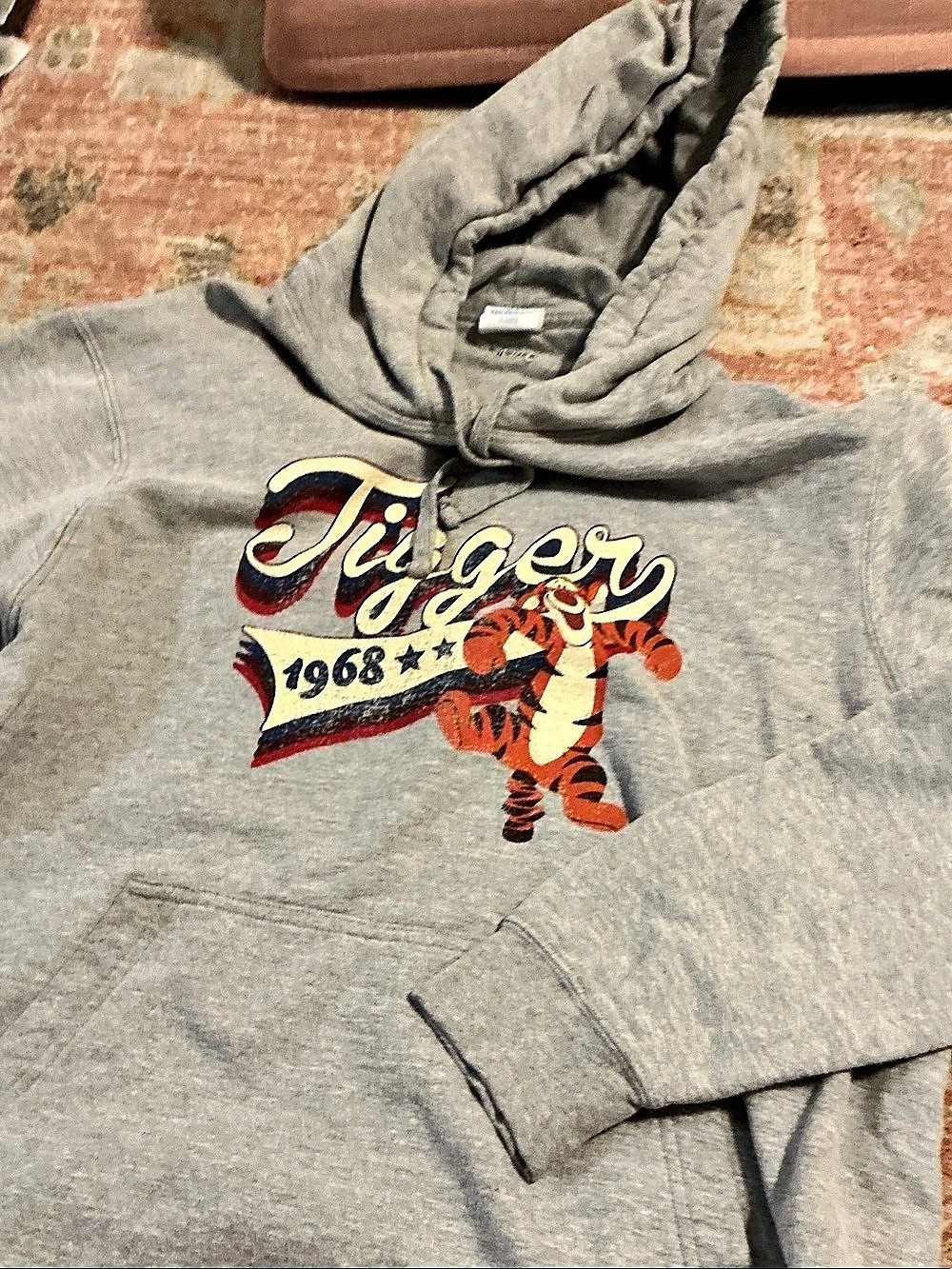 Disney Tigger 1968 Hoodie Gray Tigger Graphic Hoodie Size Medium